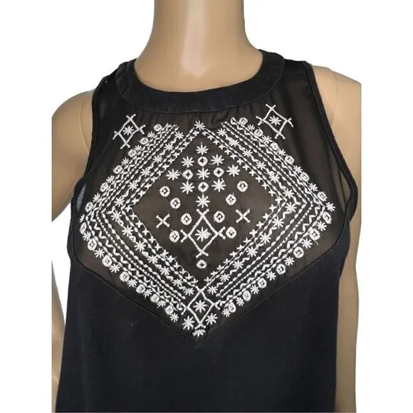 Element Eden Black Loose Fit Tank Top With White Embroidery - Picture 2 of 5